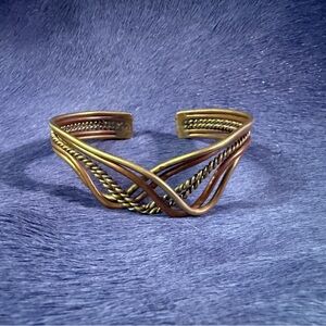 Elegant Gold and Brown Braided Cuff Bracelet